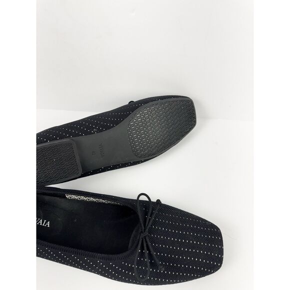 VIVAIA Shoes 42 Margaret Square Toe Bow Ballerina Flats Black Slip On Minimalist - Picture 6 of 7